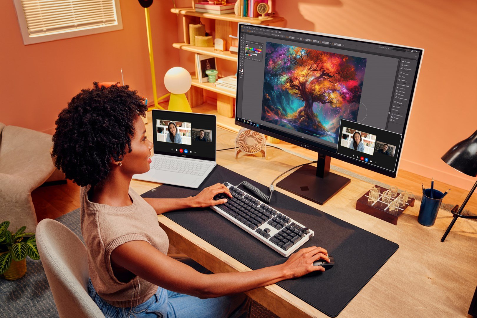 HP OMEN Transcend 31.5" UHD OLED 240Hz Monitor, White/Black - Thumbnail 7