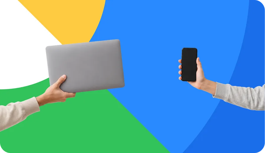 Explorer on a laptop and a phone