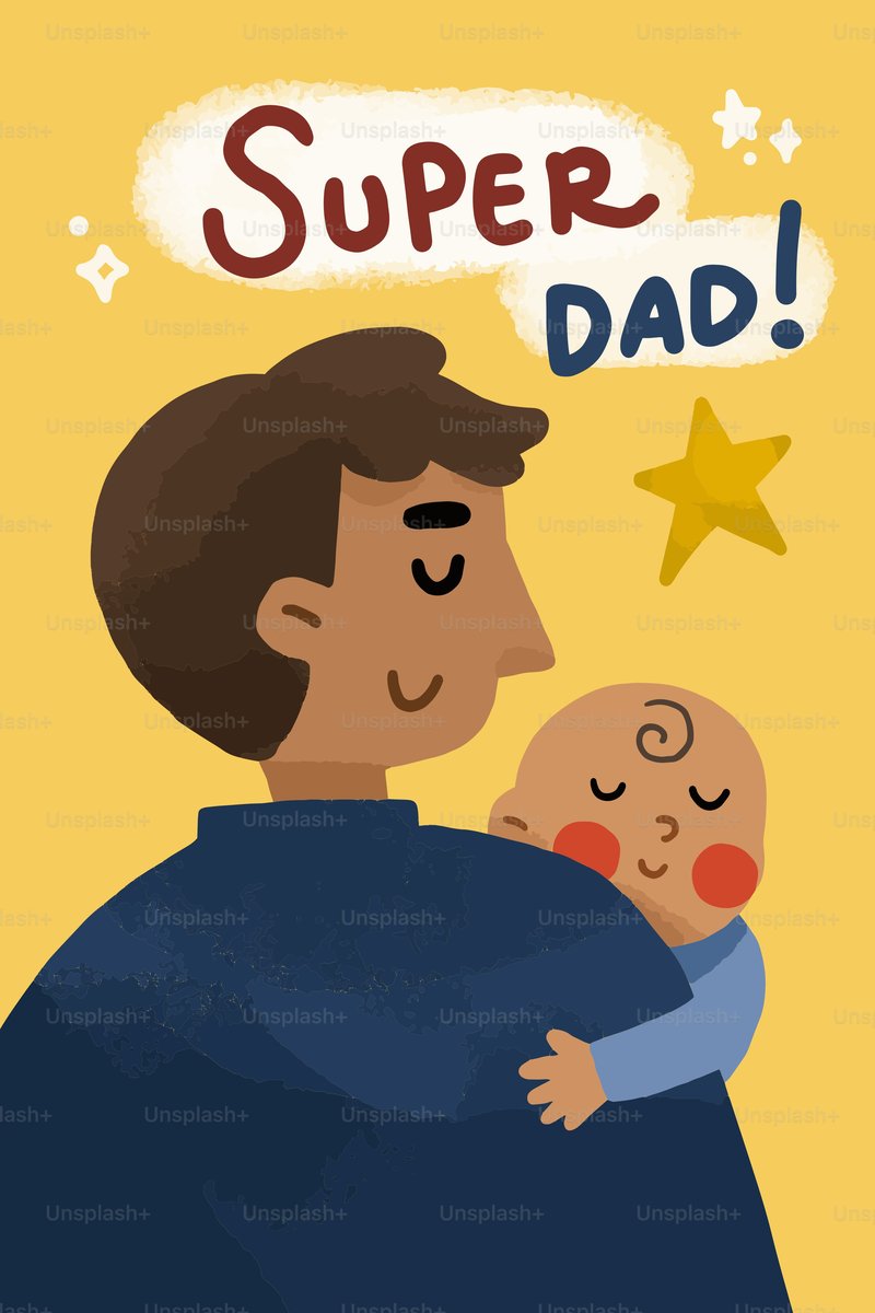 Dad holding his sleeping baby with "super dad!" text. vector – Family Image on Unsplash