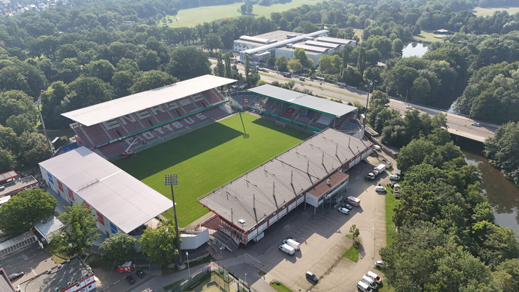 Luftbild LEAG Energie Stadion und Messe Cottbus