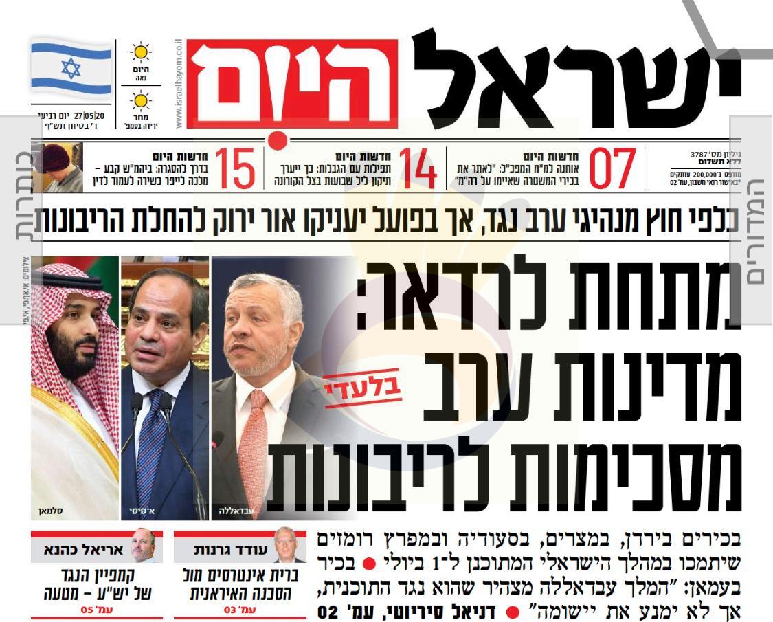 خلف الكواليس: حُكام عرب يدعون لفرض السيادة "الإسرائيلية"