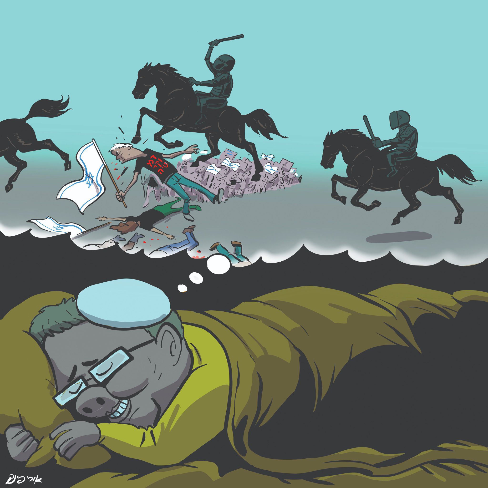 كاريكاتير معاريف: "بن غفير" و"شبتاي" يمنعان قائد شرطة "تل أبيب" من إدارة الأزمة الداخلية في الكيان