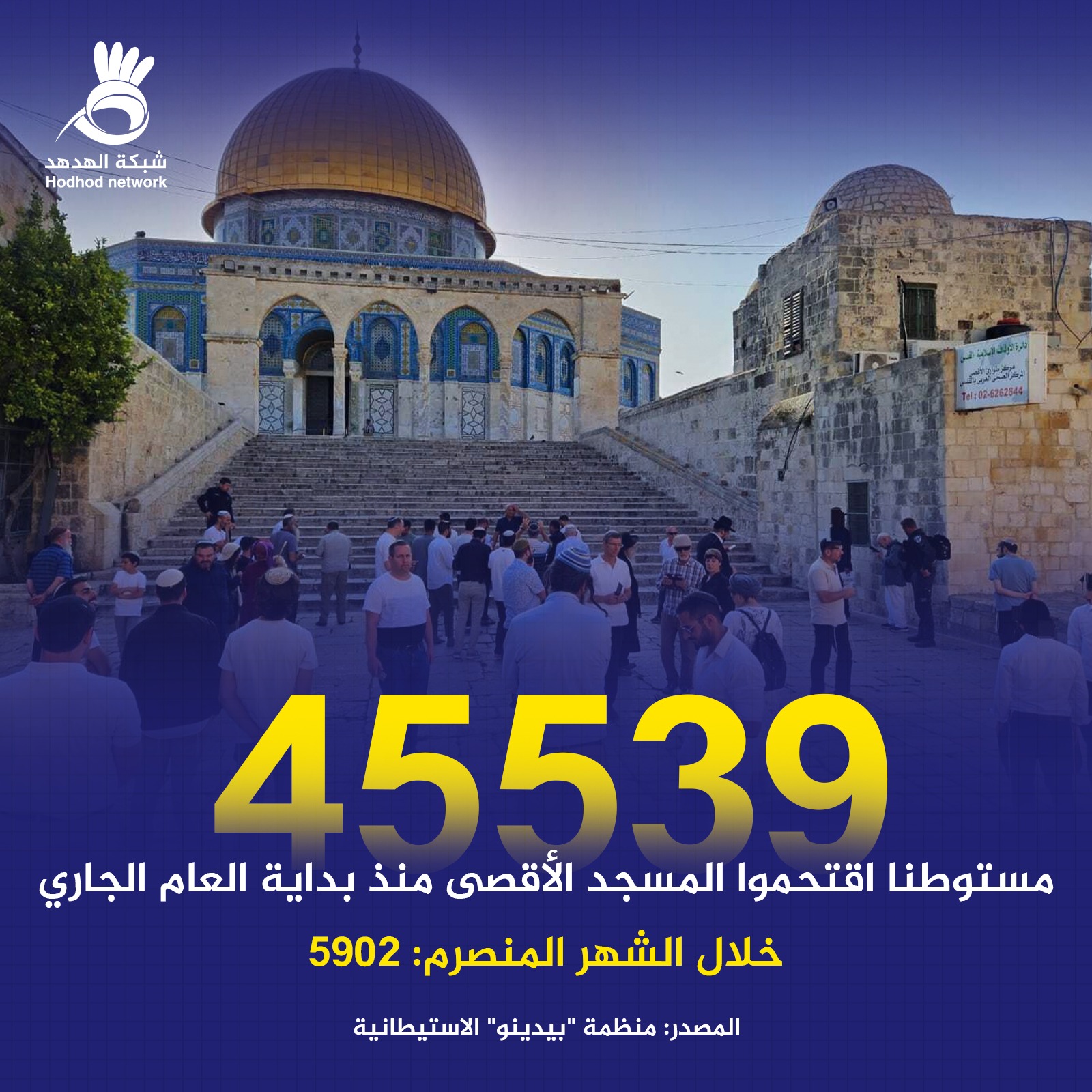 45539 مستوطناً اقتحموا المسجد الأقصى منذ بداية العام الجاري