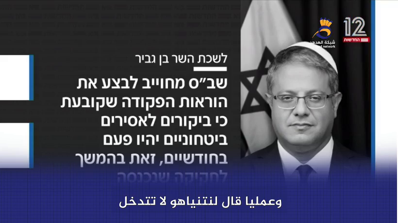 #شاهد: خلافات في حكومة العدو ومنظومته الأمنية بسبب قرارات "بن غفير" ضد الأسرى الفلسطينيين