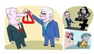 #كاريكاتير هآرتس: لبيد كشف كذب نتنياهو بما له علاقة بالسابع من أكتوبر