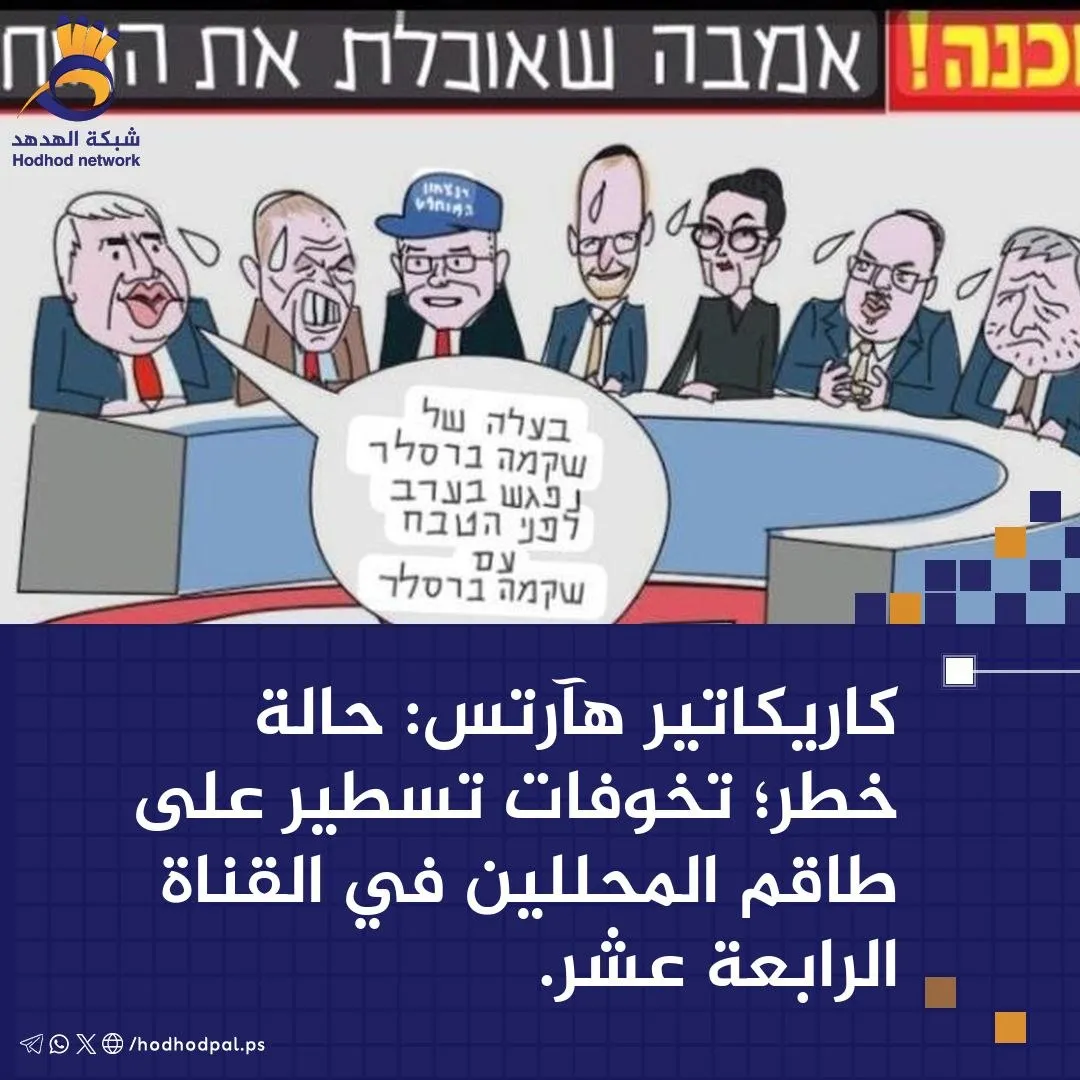#كاريكاتير تخوفات تسطير على طاقم المحللين في القناة 14