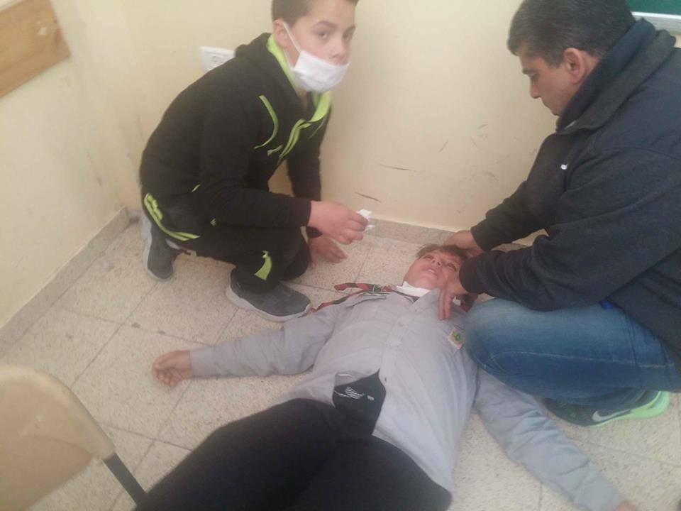 Students suffocate from Israeli teargas in a Hebron school