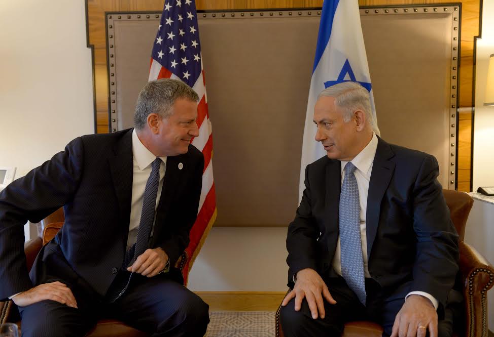 While criticizing BDS, NYC Mayor says he looks forward to see Netanyahu is no longer PM