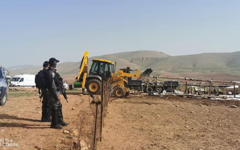 Israeli forces raid Khirbet Ibziq, demolish 3 Palestinian animal barns