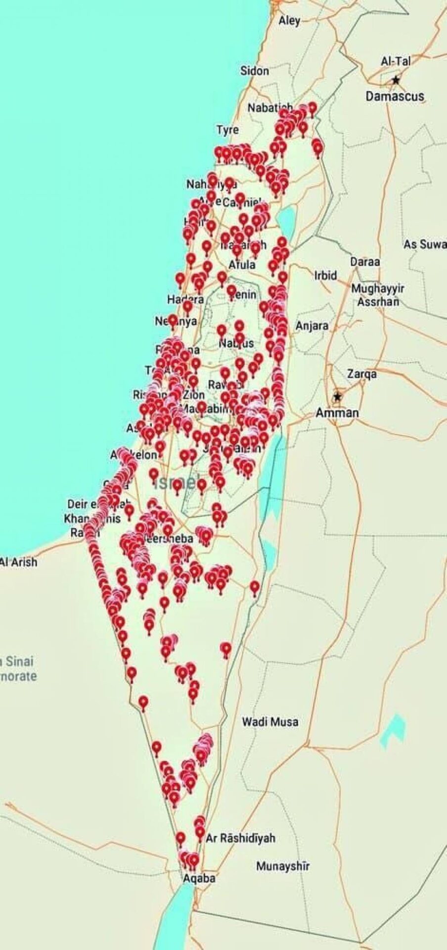 Iranian newspaper published map of Israeli targets