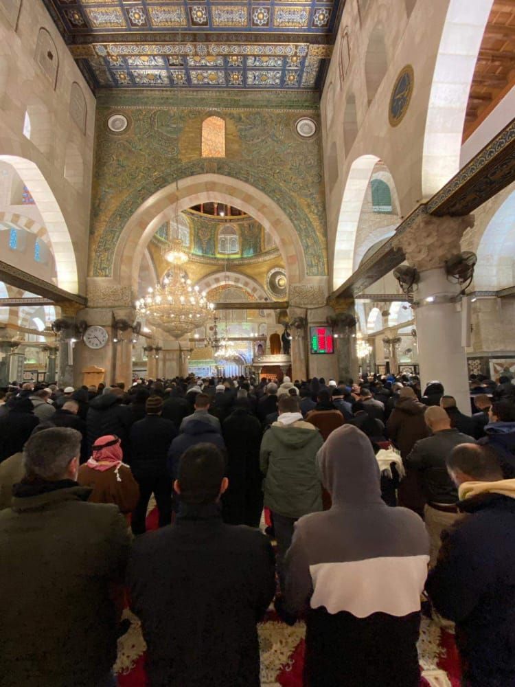 Thousands of Palestinians perform Al-Fajr prayer at Al-Aqsa Mosque in Jerusalem