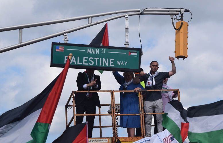 Thousands of people in Peterson celebrate renaming busy street to ‘Palestine Way’