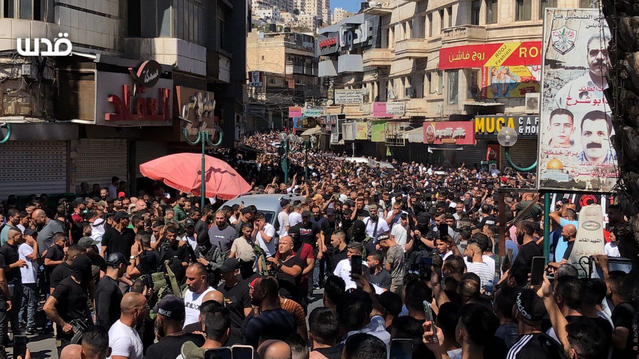 Angry crowd takes part in funeral of two Palestinians assassinated by Israeli forces in Nablus