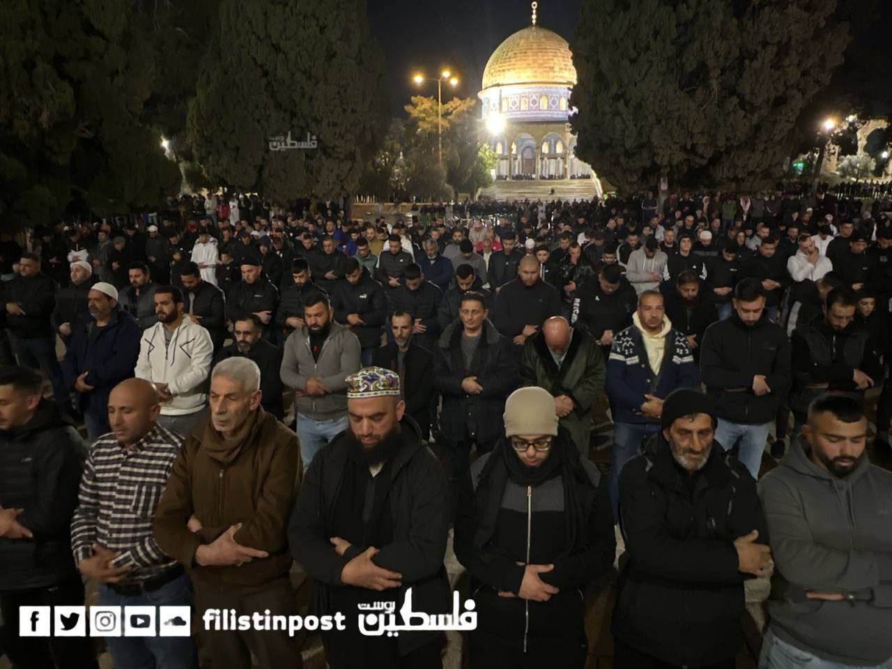 Thousands of Palestinians attend Fajr prayer of Ramadan’s first Friday at Jerusalem’s Al-Aqsa