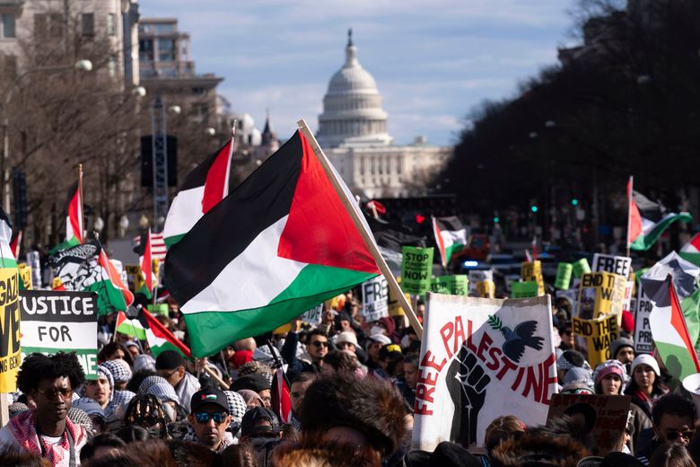 Thousands rally in Washington D.C. demanding immediate ceasefire in Gaza