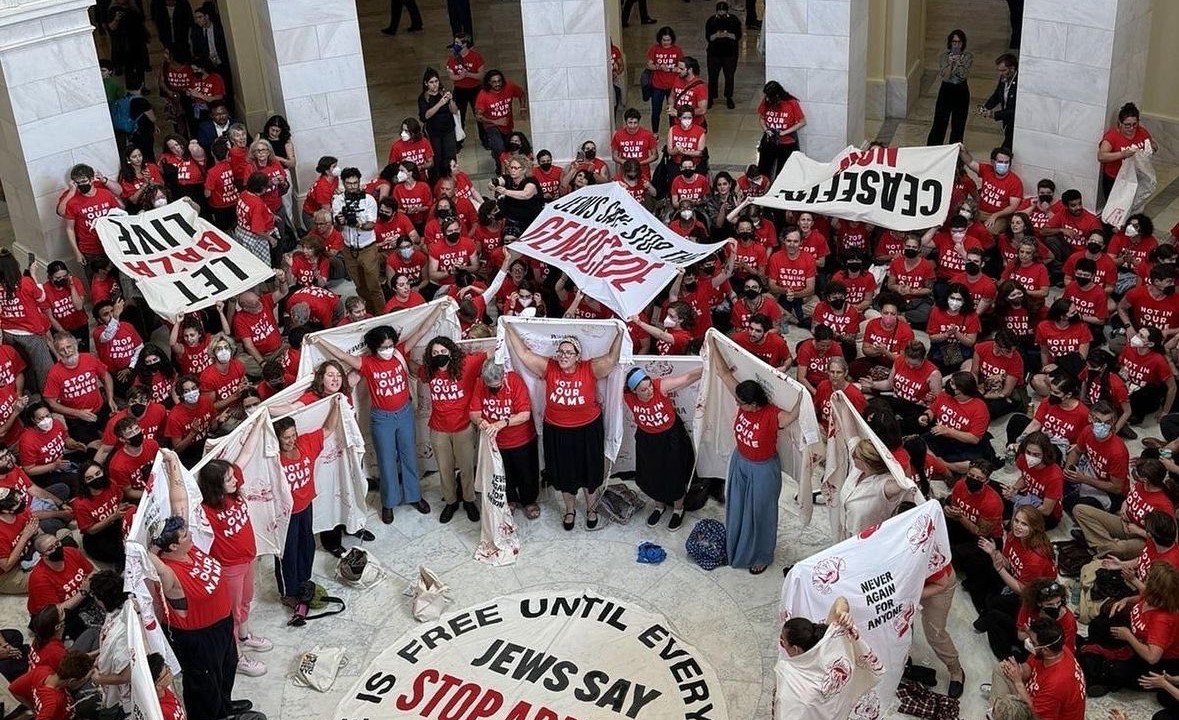 Jewish Americans protest in congress against Netanyahu's visit