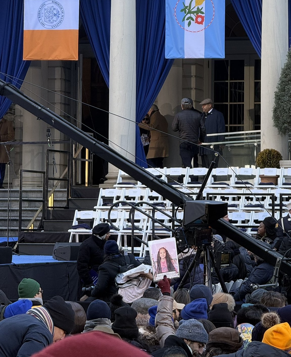 Photo of Palestinian Hind Rajab, Killed by Israeli Forces in Gaza, Seen at Mamdani’s Inauguration