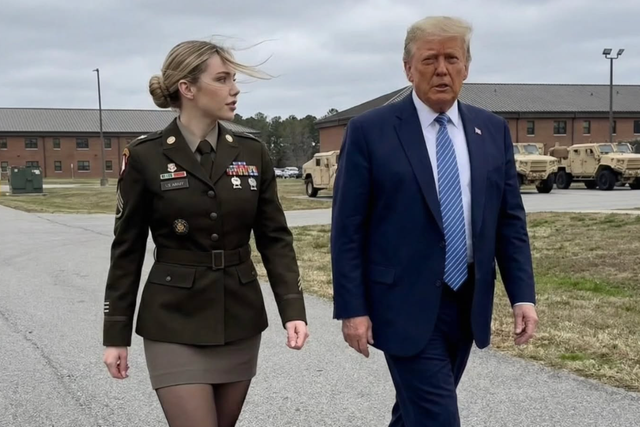 Viral “Army Blonde” Posing With Trump Turns Out to Be AI-Generated