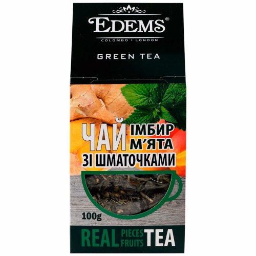 Чай Еdems 100г зел. з шмат.Імбир м'ята