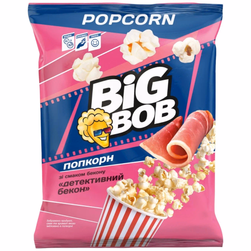 Попкорн зі смаком беконк "Детективний бекон" 80г ТМ "BIG BOB"