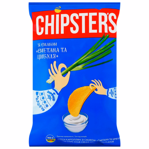 ТМ CHIPSTER`S Чипси натур Сметана та цибуля 60г