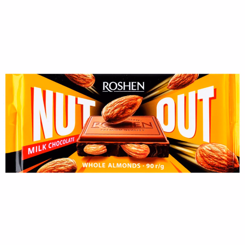 ШОКОЛАД Roshen Nut молочний з цілим мигдалем ВКФ 90г АКЦІЯ