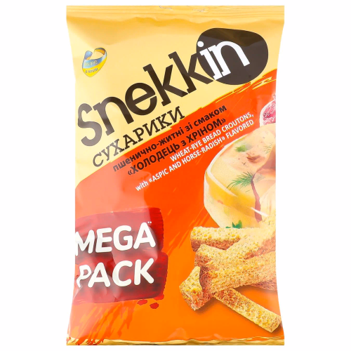 Сухарики пш-жит зі смаком Холодець з хріном Snekkin 150г