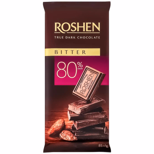 ШОКОЛАД Roshen Чорний Brut 80% ВКФ 85г