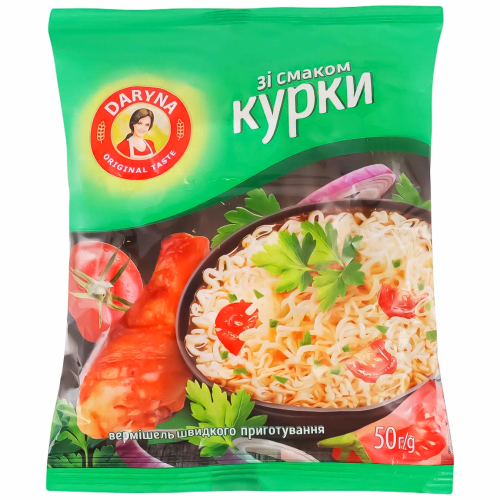 Вермішель шв/приг смак курки пакет 50г DARYNA