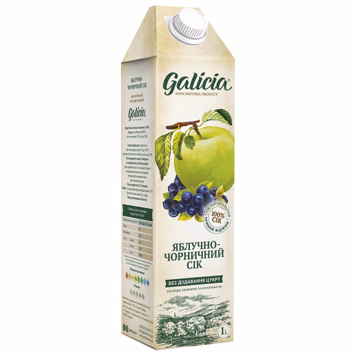 Сік Galicia яблучно-чорничний 1л