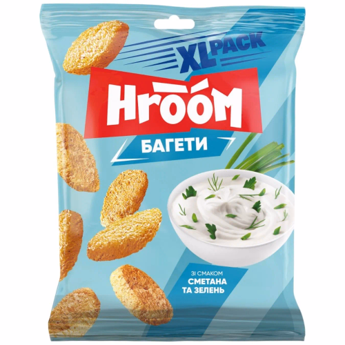 Сухарики багетні сметана зелень ТМ HROOM 100 г