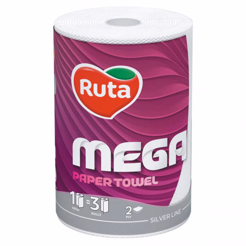 Рушники Паперові Ruta Mega білі 1рул. 2ш