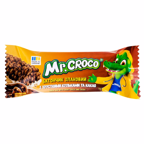 Круп.батонч з какао частково глаз. Mr.Croco 20г