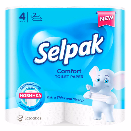 Папір туалетний білий SELPAK  4шт двошаровий