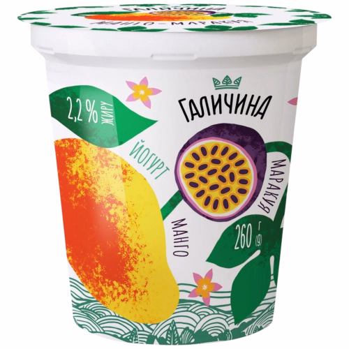 Йогурт ст. десертний 2,2% 260 г Манго-Маракуйя  Галичина