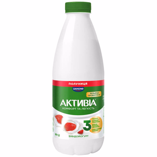Активіа Біфідойогурт питний 1,5% пет 800г полуниця КР