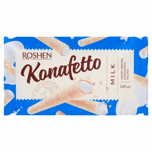 Вафельні трубочки Konafetto з молочною начин 140г Roshen