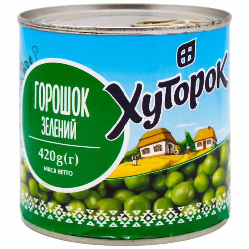 Горошок зелений ТМ "Хуторок" 420г ж/б