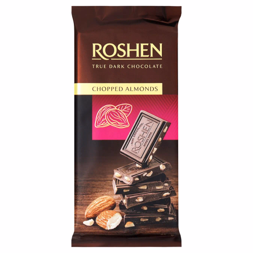 ШОКОЛАД Roshen чорний з підсол,.подрібн. мигдалем 85г
