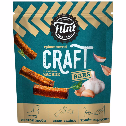Грінки жит-пшен зі смаком «Часник» 90 г «Flint Craft Grenki»