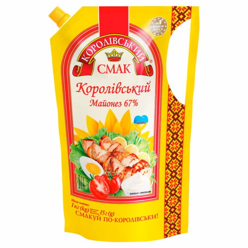 Майонез "Королівський" 67% ПАК з штуц. і руч. 1000г