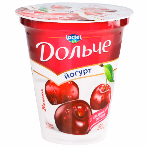 Йогурт Дольче з напов вишня 3,2% ст 0,280л
