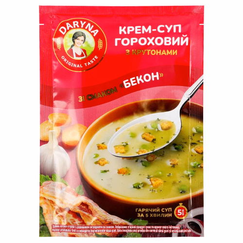 Крем-Суп горох.смак Бекону з крутонами пачк 18г DARYNA