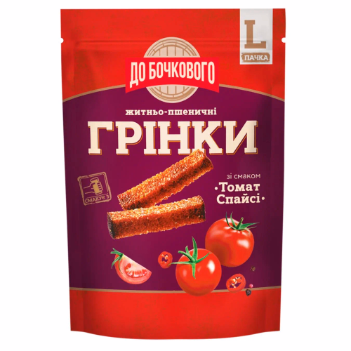Грінки жит-пшен зі смаком Томат Спайсі ТМ ДО БОЧКОВОГО 120 г