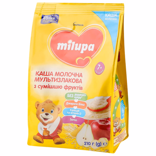 Каша Milupa мультизлакз сумішшю фруктів для дітей з 7-и міс