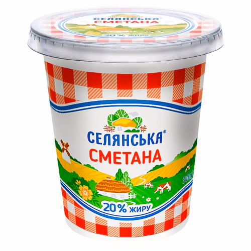Сметана Селянська 300г. 20% стакан