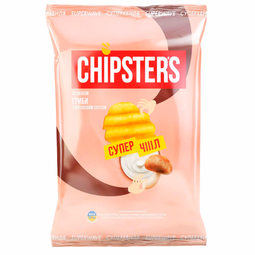 ТМ CHIPSTER`S Чипси натур Гриби з вершковим соусом 95г