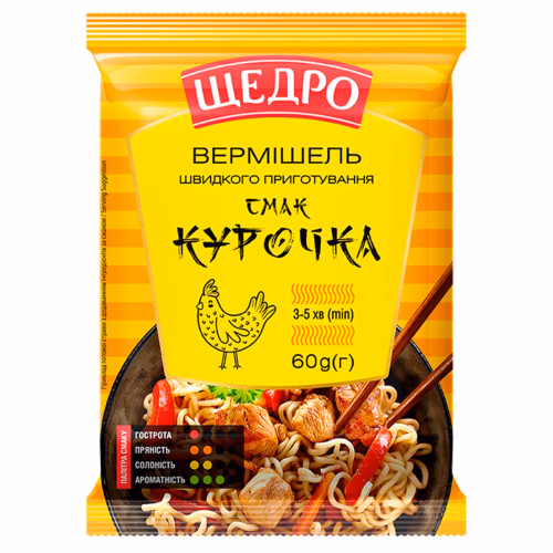 Вермішель шв/приг ТМ Щедро Курочка флоупак 60г