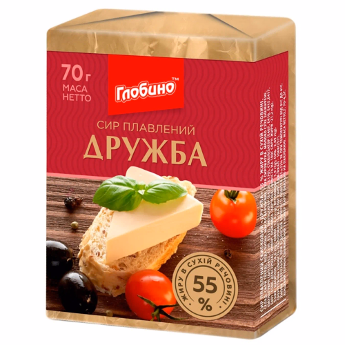 Сир плавлений скибковий Дружба 55% жиру 70г ГЛОБИНО