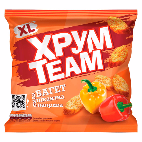 Сухарики ХрумTeam 100г багет зі смаком пікант.паприки